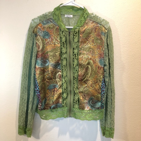 Jaipur Jackets & Blazers - Women’s Jaipur lace animal print sheer jacket Sz L